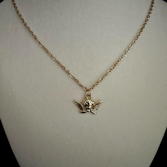 Angel Charm Pendant Necklace Handmade Gold Tone Fashion Accessories For Women - Picture 5 of 8